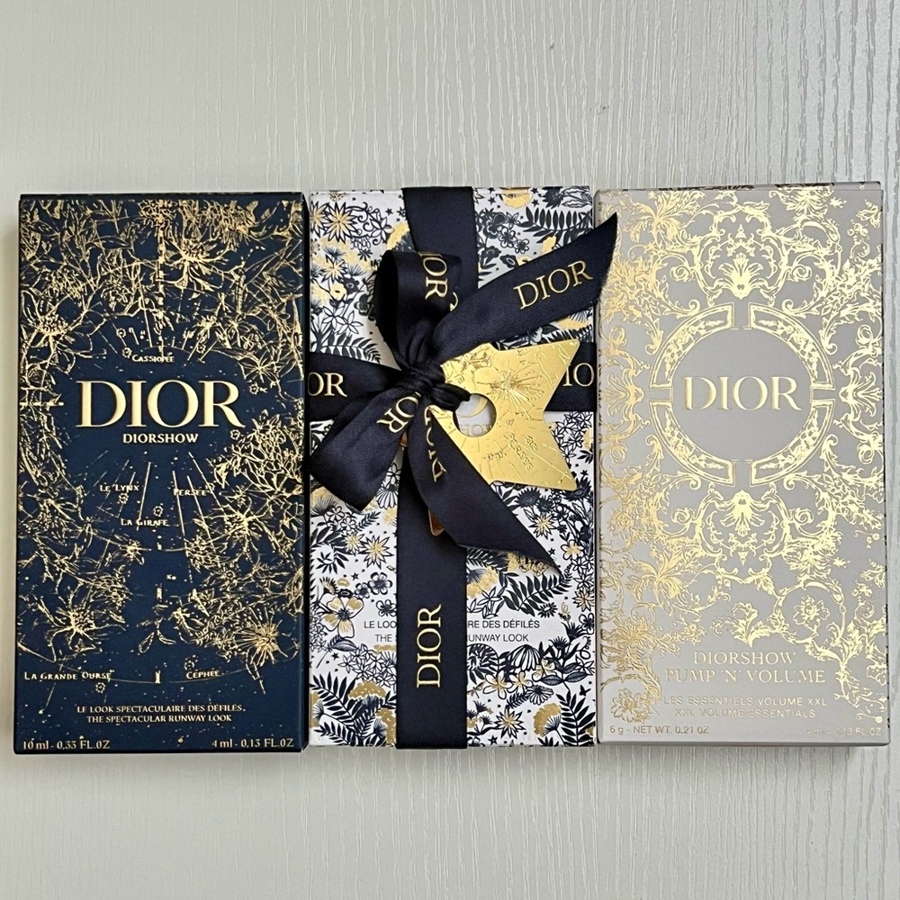 Dior Navy, White & Gold Floral Gift Box with Ribbon and Star charm